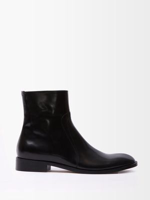 Maison Margiela - Zip Patent-leather Boots - Mens - Black
