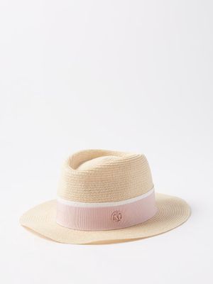 Maison Michel - Andre Hemp Panama Hat - Womens - Pink Multi