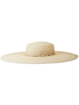 Maison Michel Bianca bead-embellished straw sun hat - Neutrals