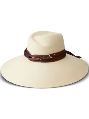Maison Michel Big Virginie logo-charm sun hat - Neutrals