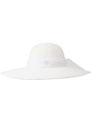 Maison Michel Blanche floral-embroidered sun hat - White