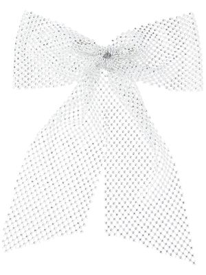 Maison Michel crystal-embellished bow-detail hairclip - White