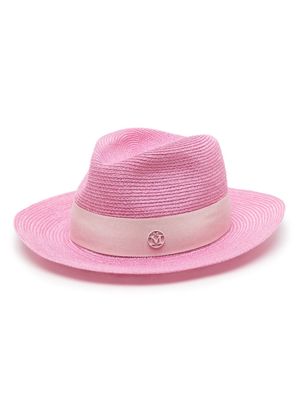 Maison Michel Henrietta logo-plaque hemp hat - Pink