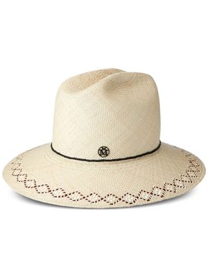 Maison Michel interwoven-design straw hat - White