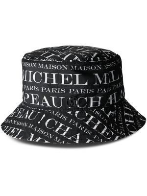 Maison Michel Jason logo-print bucket hat - BLACK AND WHITE