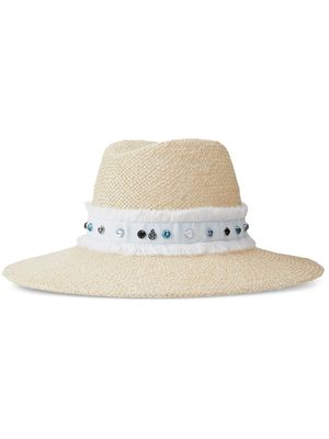 Maison Michel Kate bead-embellished straw hat - Neutrals