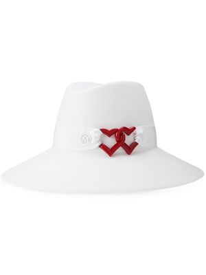Maison Michel Kate heart-detail Fedora hat - White