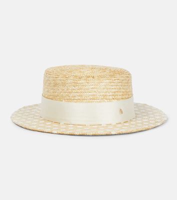 Maison Michel Kiki embellished straw boater hat