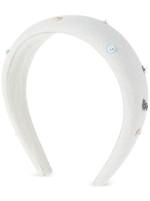 Maison Michel Miwa 3D bead-embellished headband - White