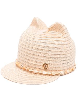 Maison Michel shell-embellished woven ears cap - Neutrals