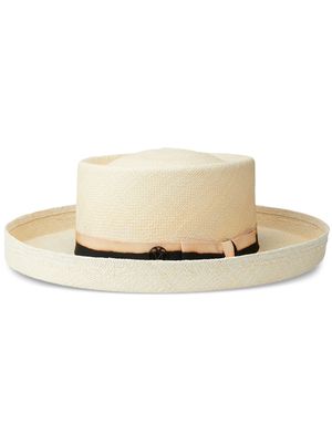 Maison Michel Sonjador straw boater hat - Neutrals