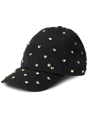Maison Michel Tiger stud-embellished cotton cap - Black