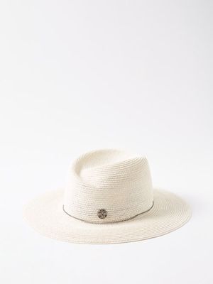 Maison Michel - Virginie Bead-embellished Straw Fedora Hat - Womens - White