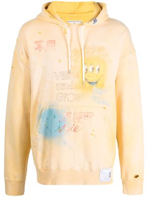 Maison Mihara Yasuhiro bleached-effect cotton hoodie - Yellow