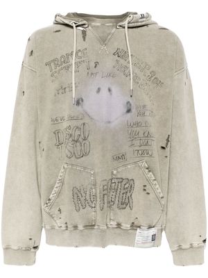 Maison Mihara Yasuhiro bleached graphic-print hoodie - Grey