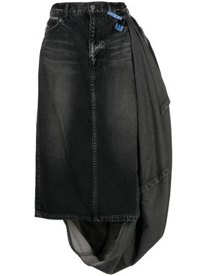 Maison Mihara Yasuhiro Circle washed denim skirt - Black