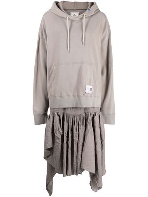 Maison Mihara Yasuhiro Combined asymmetric hooded dress - Grey