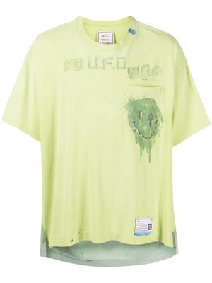 Maison Mihara Yasuhiro Combined graphic-print cotton T-shirt - Green