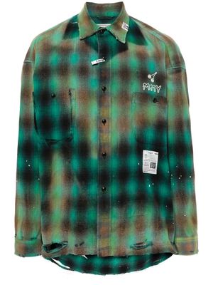 Maison MIHARA YASUHIRO distressed check-print shirt - Green