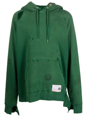 Maison Mihara Yasuhiro distressed-detail hoodie - Green