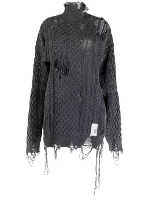 Maison Mihara Yasuhiro distressed-effect cable-knit jumper - Grey