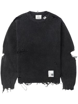 Maison Mihara Yasuhiro distressed-effect ribbed-knit jumper - Black