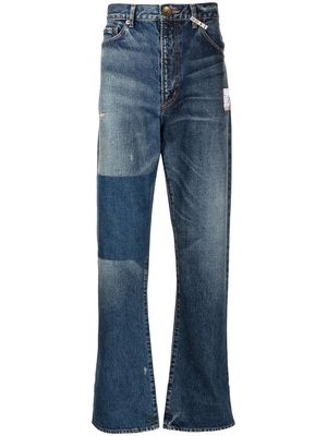 Maison Mihara Yasuhiro distressed patchwork straight-leg jeans - Blue