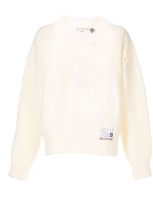 Maison Mihara Yasuhiro distressed wool-blend jumper - White