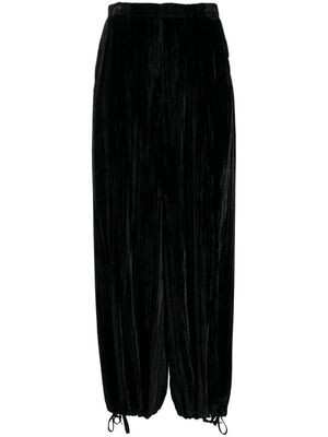 Maison Mihara Yasuhiro elasticated velvet tapered trousers - Black