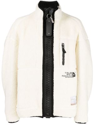 Maison Mihara Yasuhiro embroidered-logo fleece jacket - White