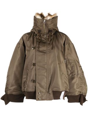 Maison Mihara Yasuhiro faux-fur collar bomber jacket - Brown