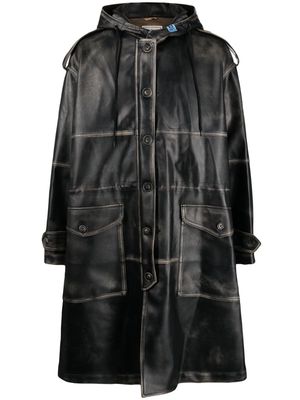 Maison Mihara Yasuhiro faux-leather single-breasted coat - Brown