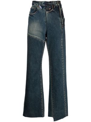 Maison Mihara Yasuhiro high-waist asymmetric denim trousers - Blue