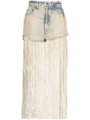 Maison Mihara Yasuhiro high-waisted layered velvet skirt - Blue