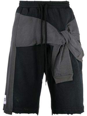 Maison Mihara Yasuhiro layered cotton track shorts - Black