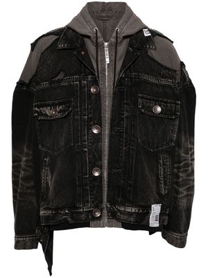 Maison Mihara Yasuhiro layered denim hooded jacket - Black