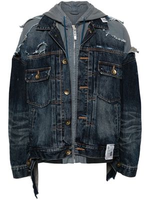 Maison Mihara Yasuhiro layered denim hooded jacket - Blue