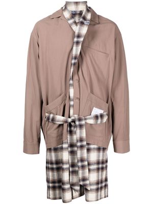 Maison Mihara Yasuhiro layered-detail shirt coat - Brown