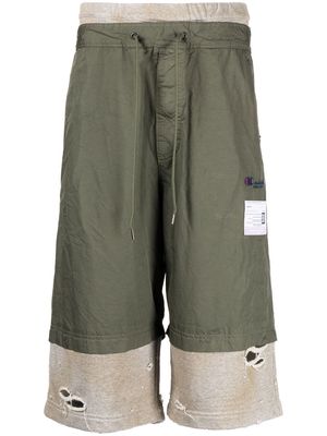 Maison Mihara Yasuhiro Layered drawstring shorts - Green