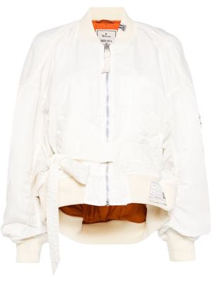 Maison Mihara Yasuhiro logo-appliqué padded bomber jacket - White