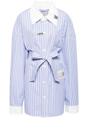 Maison Mihara Yasuhiro logo-appliqué striped belted shirt - Blue