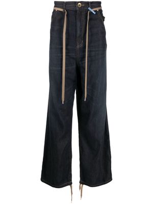 Maison Mihara Yasuhiro logo-patch belted-waist jeans - Blue