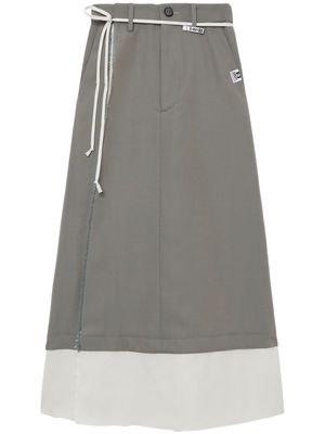 Maison Mihara Yasuhiro Pasted layered midi skirt - Neutrals