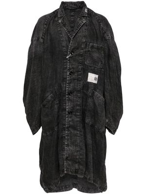 Maison Mihara Yasuhiro single-breasted linen coat - Black