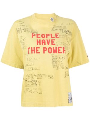 Maison Mihara Yasuhiro slogan-print cotton T-shirt - Yellow