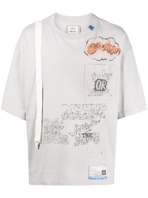 Maison Mihara Yasuhiro Suspender graphic-print cotton T-shirt - Grey