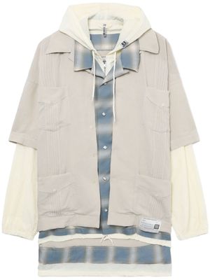 Maison Mihara Yasuhiro triple-layered hooded shirt - Neutrals