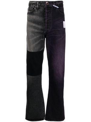 Maison Mihara Yasuhiro two-tone straight-leg jeans - Black