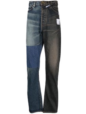 Maison Mihara Yasuhiro two-tone straight-leg jeans - Blue