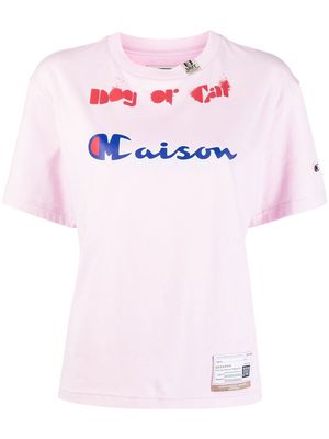 Maison Mihara Yasuhiro x Champion logo-print short-sleeved T-shirt - Pink